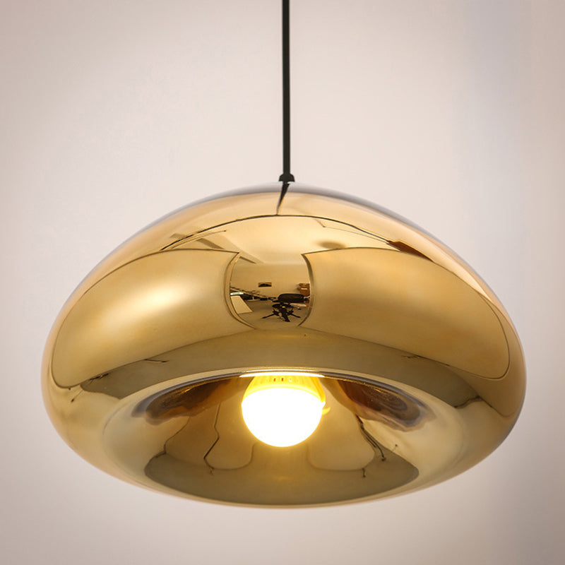 11.8" Wide Electroplating Mirror Glass Hanging Light Bread Shaped Modern Style Simplicity Lighting Pendant