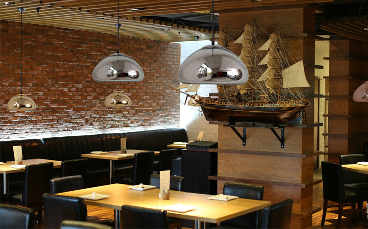 11.8" Wide Electroplating Mirror Glass Hanging Light Bread Shaped Modern Style Simplicity Lighting Pendant