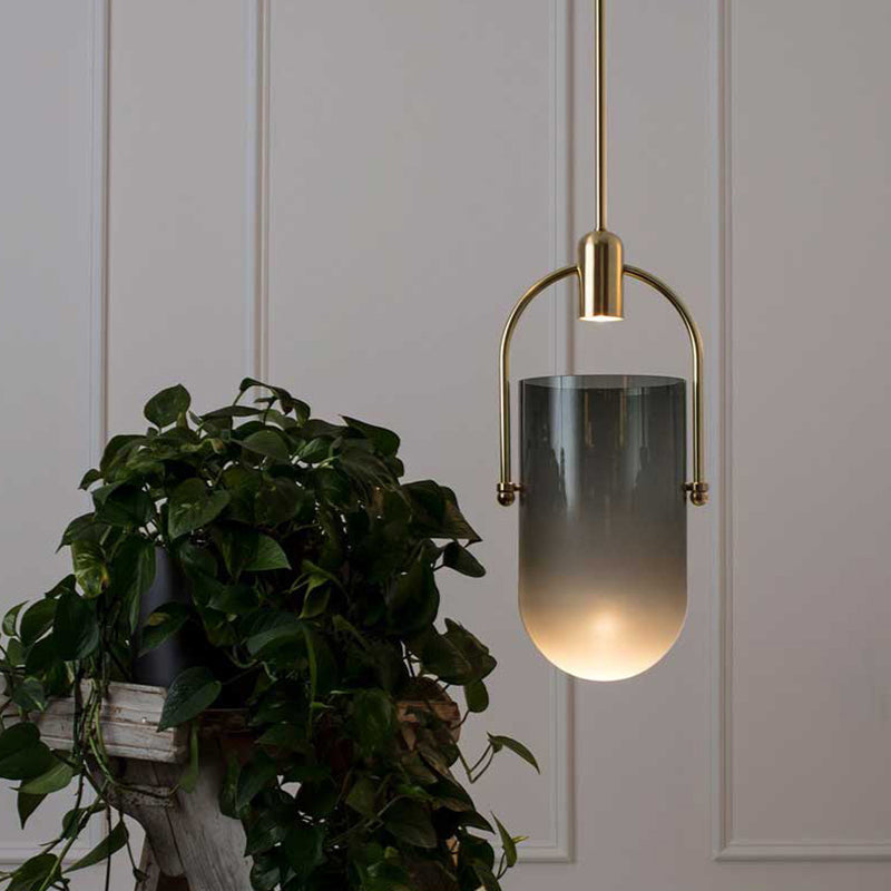 Golden moderne stijl glas hangend licht met enkele lamp mini slaapkamer verlichtingsarmatuur