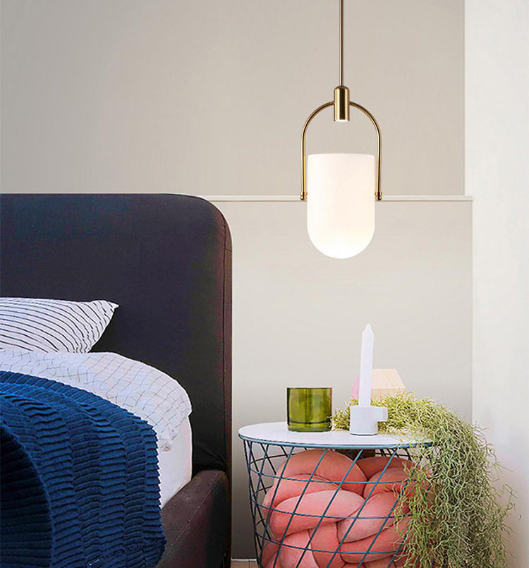 Golden moderne stijl glas hangend licht met enkele lamp mini slaapkamer verlichtingsarmatuur