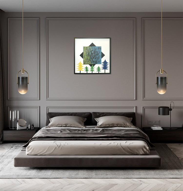 Golden moderne stijl glas hangend licht met enkele lamp mini slaapkamer verlichtingsarmatuur