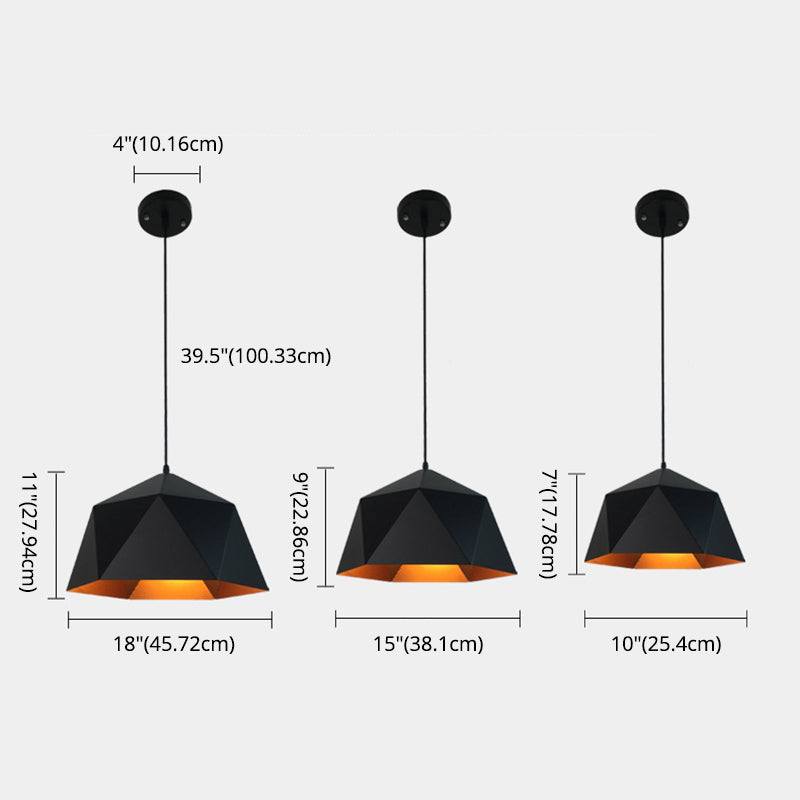 Multilateral Diamond Metal Suspended Light Contemporary Simplicity 1-Light Pendant for Bedroom