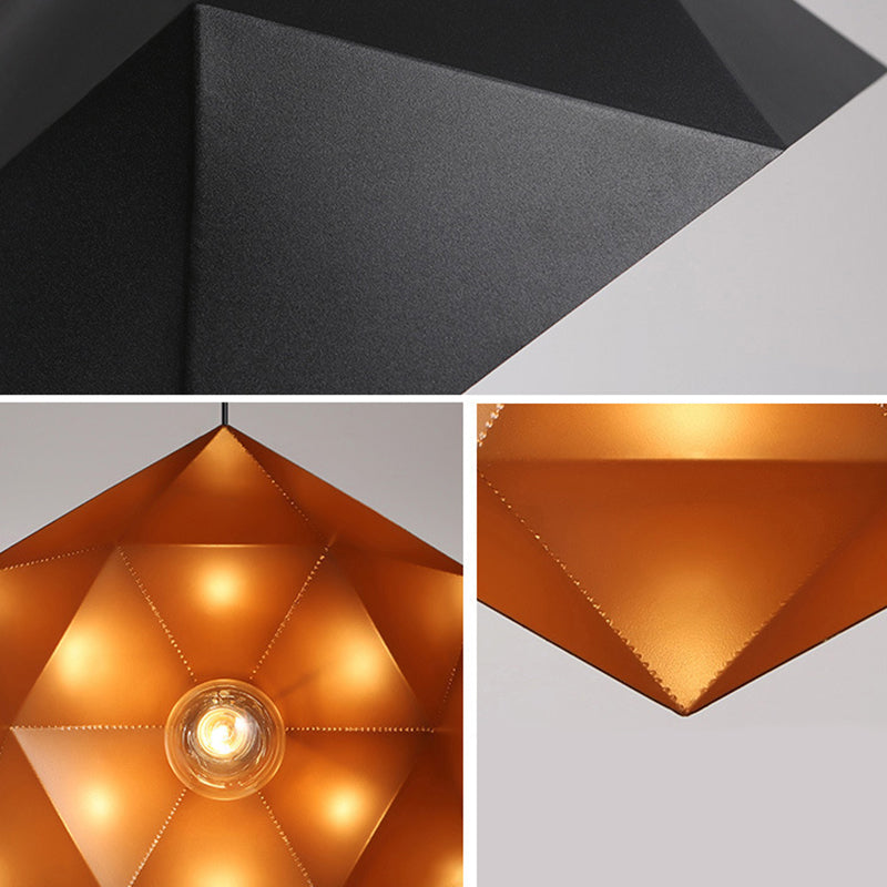 Multilateral Diamond Metal Suspended Light Contemporary Simplicity 1-Light Pendant for Bedroom