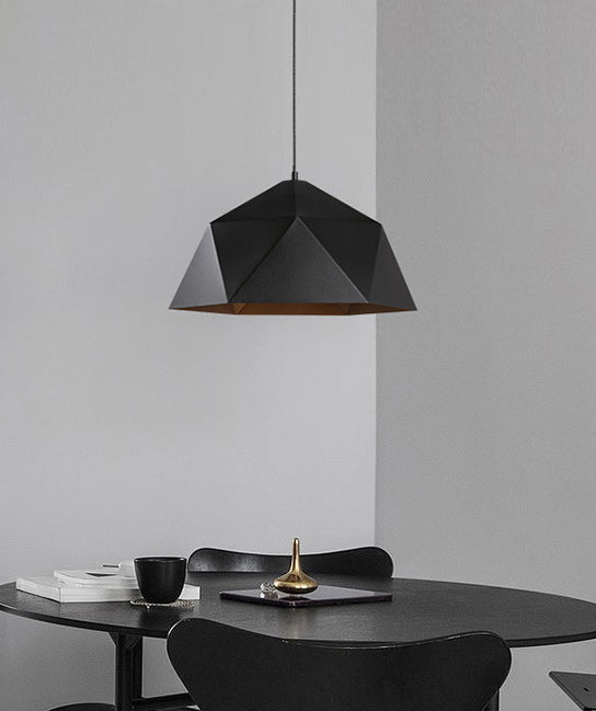 Multilateral Diamond Metal Suspended Light Contemporary Simplicity 1-Light Pendant for Bedroom