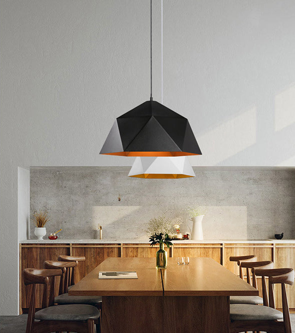 Multilateral Diamond Metal Suspended Light Contemporary Simplicity 1-Light Pendant for Bedroom