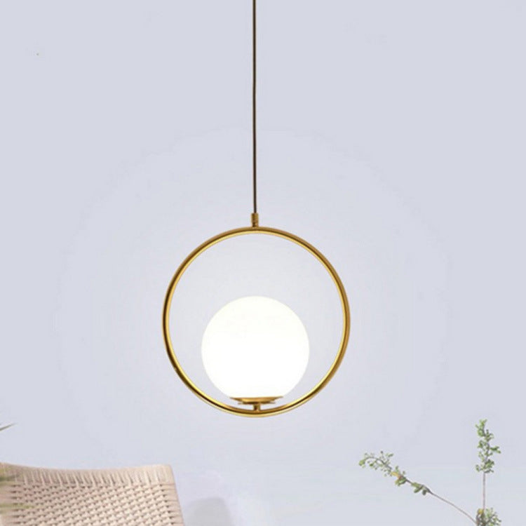 Anello metallico a pendente a sospensione a sospensione a sospensione Bianco di illuminazione a tonalità in vetro bianco con filo regolabile da 47 "