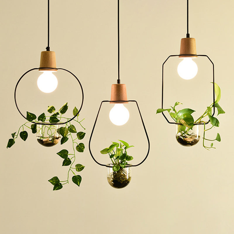 Lampada a sospensione con soffitto ad anello in metallo geometrico moderno 1 lampada da interno appesa alla luce senza botanica