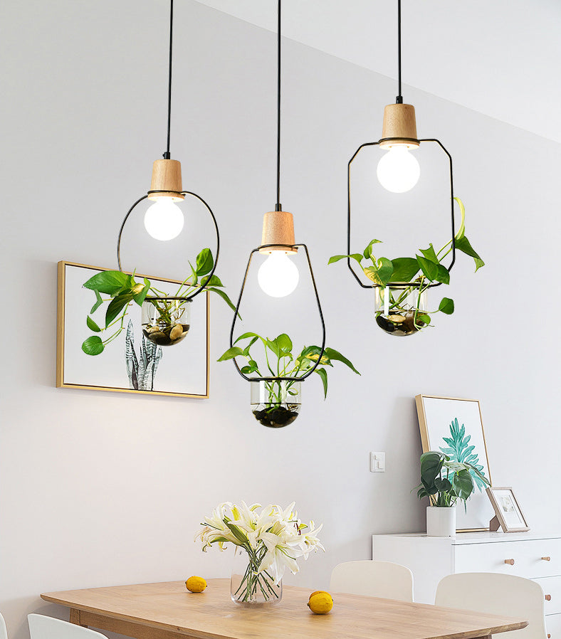 Lampada a sospensione con soffitto ad anello in metallo geometrico moderno 1 lampada da interno appesa alla luce senza botanica