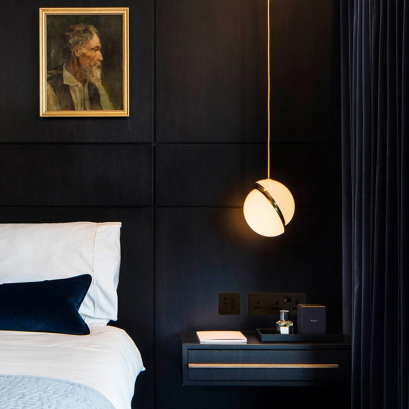 Oro 1 luce a sospensione leggera moderna sferica sferica ombra appesa lampada per camera da letto