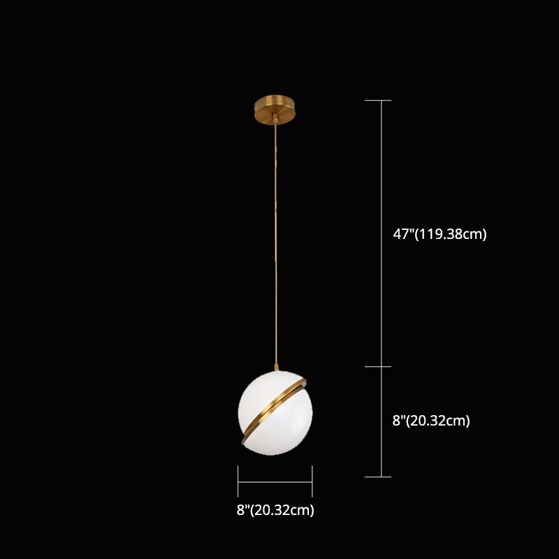 Oro 1 luce a sospensione leggera moderna sferica sferica ombra appesa lampada per camera da letto