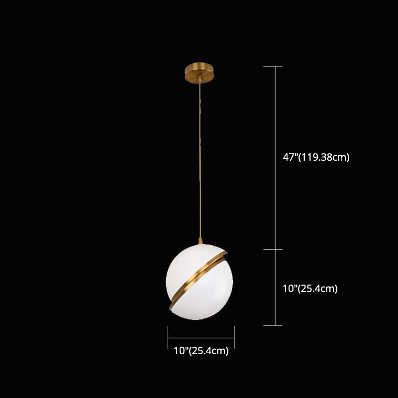 Oro 1 luce a sospensione leggera moderna sferica sferica ombra appesa lampada per camera da letto