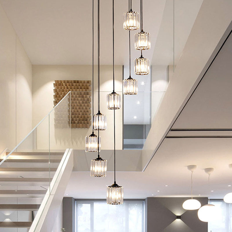Cilindrische kristal prisma hanger moderne stijl zwart zwart hangend licht voor trap