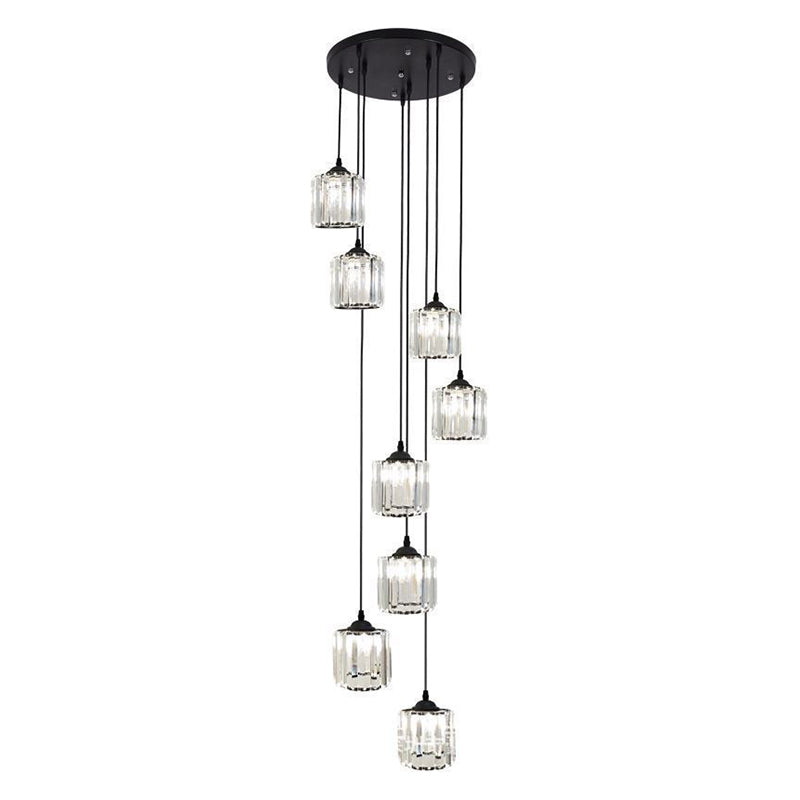 Cilindrische kristal prisma hanger moderne stijl zwart zwart hangend licht voor trap
