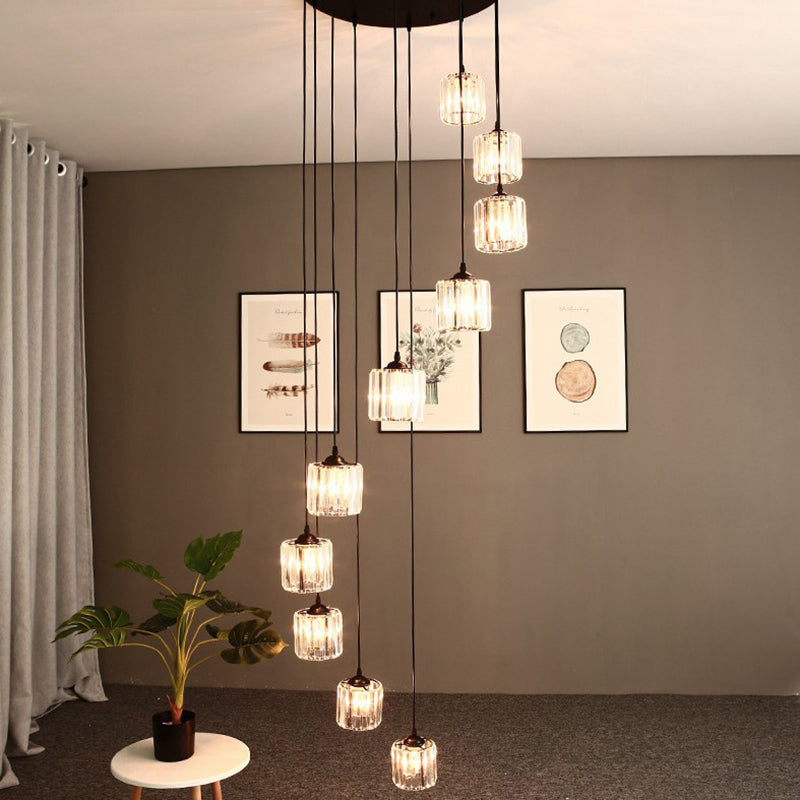 Cilindrische kristal prisma hanger moderne stijl zwart zwart hangend licht voor trap