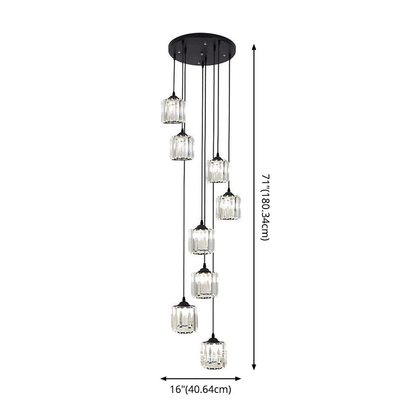 Cilindrische kristal prisma hanger moderne stijl zwart zwart hangend licht voor trap