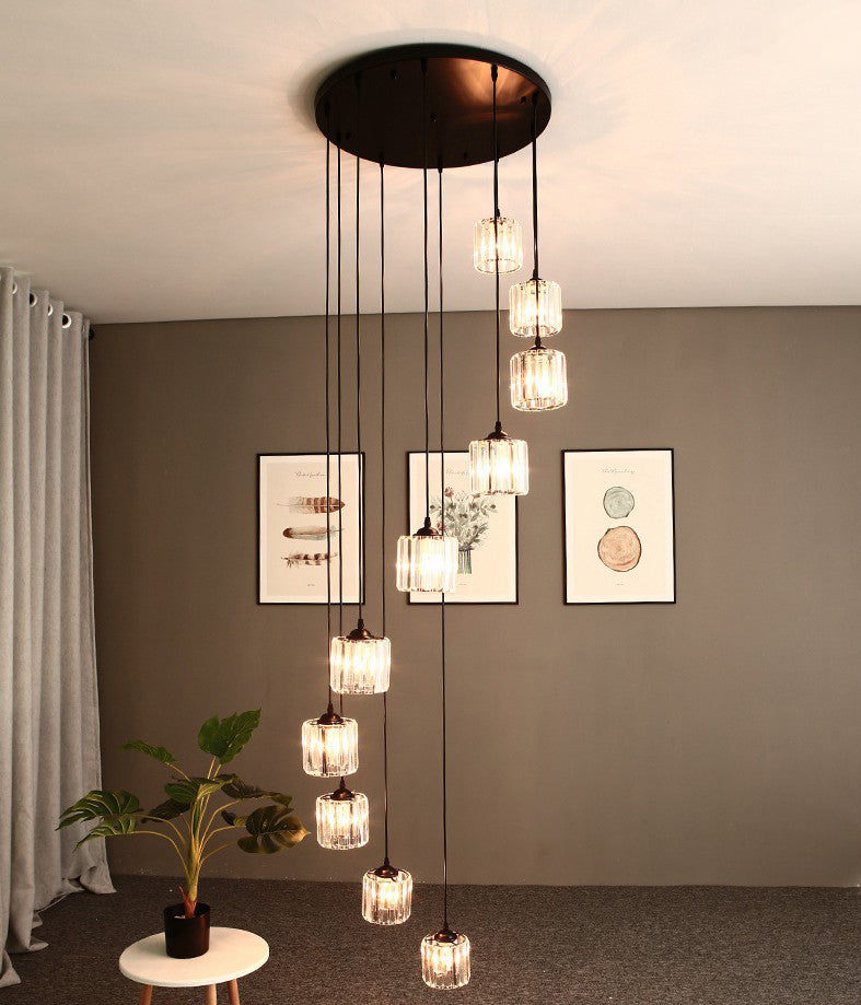 Cilindrische kristal prisma hanger moderne stijl zwart zwart hangend licht voor trap