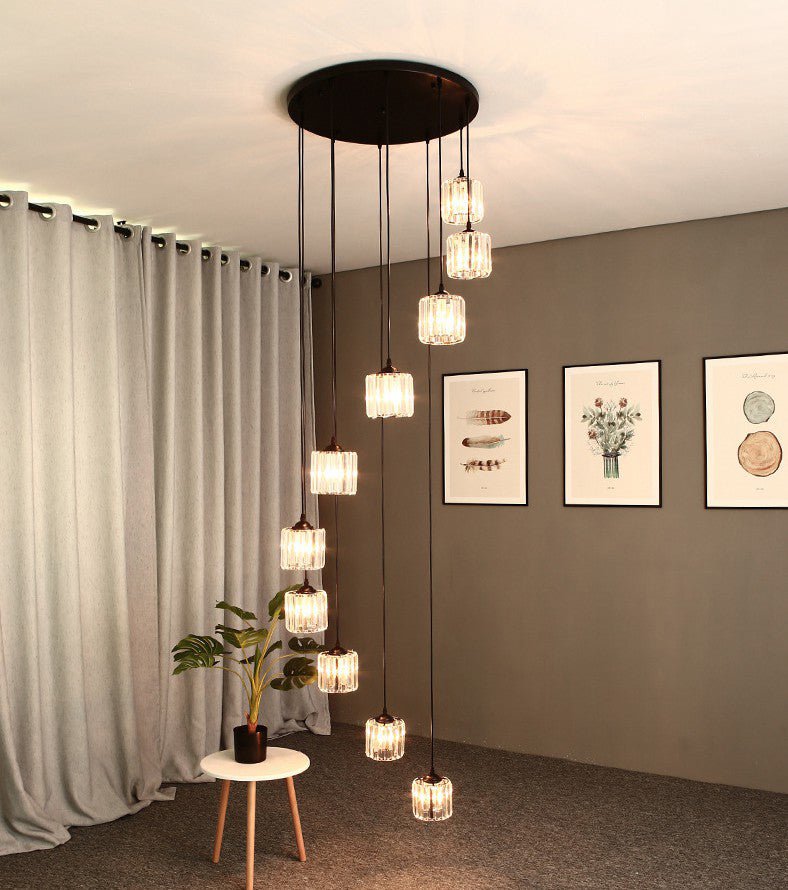 Cilindrische kristal prisma hanger moderne stijl zwart zwart hangend licht voor trap