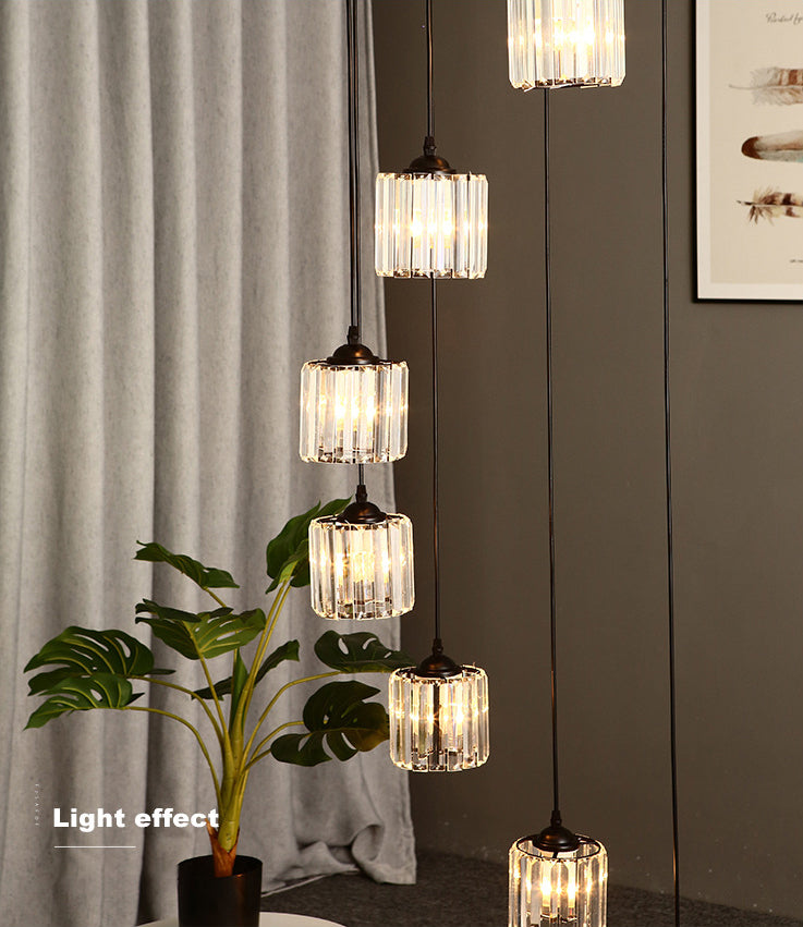 Cilindrische kristal prisma hanger moderne stijl zwart zwart hangend licht voor trap