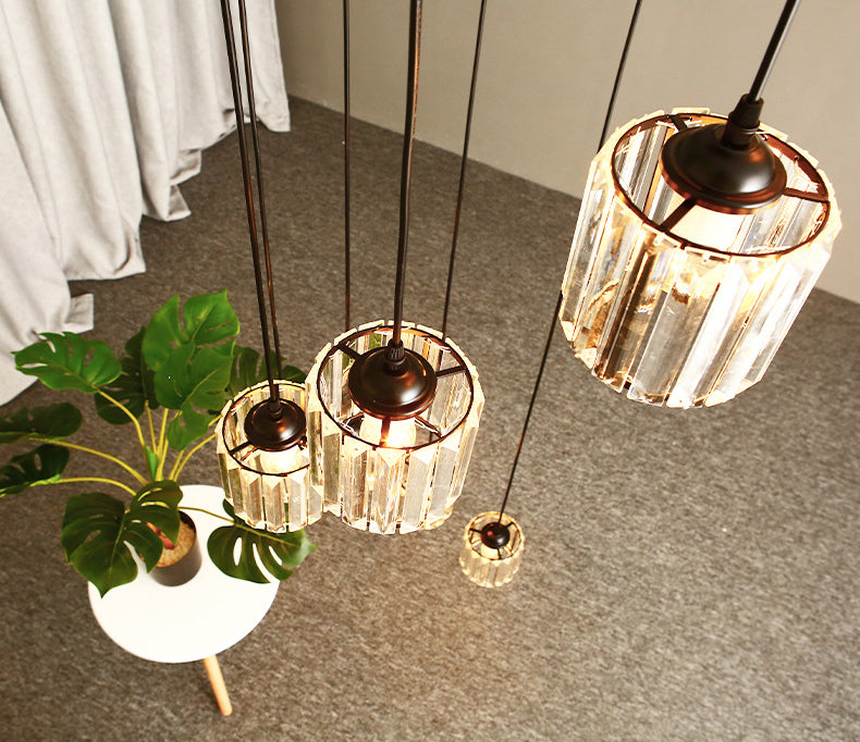 Cilindrische kristal prisma hanger moderne stijl zwart zwart hangend licht voor trap