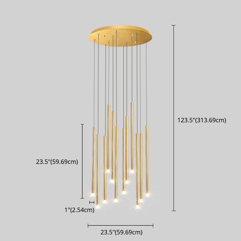 Metal Stick Shaped LED Pendant Simplicity Suspension Light Fixture for Spiral Stairs