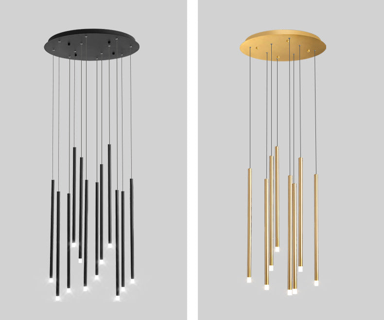 Metal Stick Shaped LED Pendant Simplicity Suspension Light Fixture for Spiral Stairs