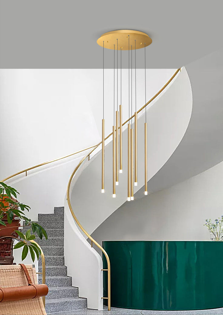 Metal Stick Shaped LED Pendant Simplicity Suspension Light Fixture for Spiral Stairs