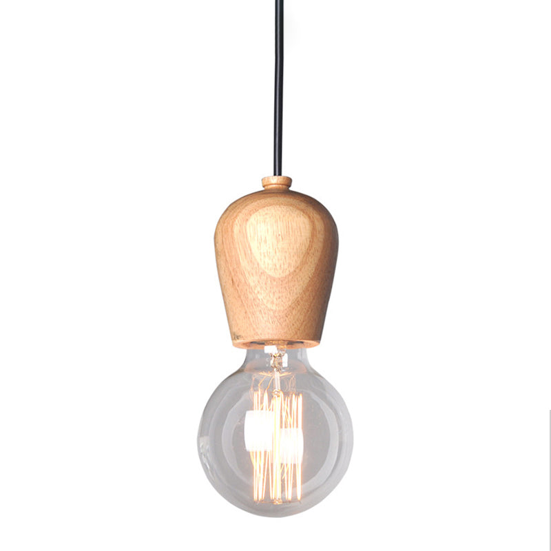 Lámpara de mini lámpara de madera de barril moderno de 1 linda lámpara de péndulo sin sombra sin sombra