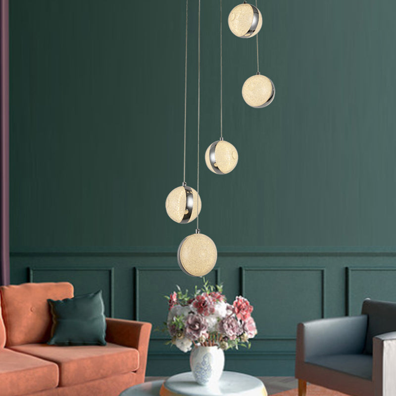 Chrome Finish Cluster Ball Pendant Minimalistisch Crystal LED Suspension Light voor het diner