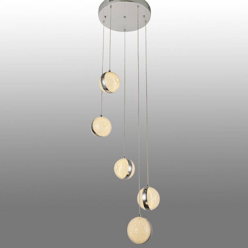 Chrome Finish Cluster Ball Pendant Minimalistisch Crystal LED Suspension Light voor het diner