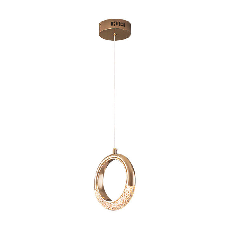 Gouden vergulde ring hanger minimalistisch LED -acryl suspensielamp voor eetkamer