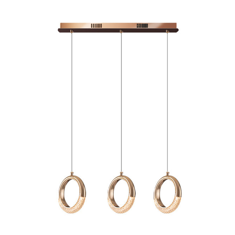 Gouden vergulde ring hanger minimalistisch LED -acryl suspensielamp voor eetkamer