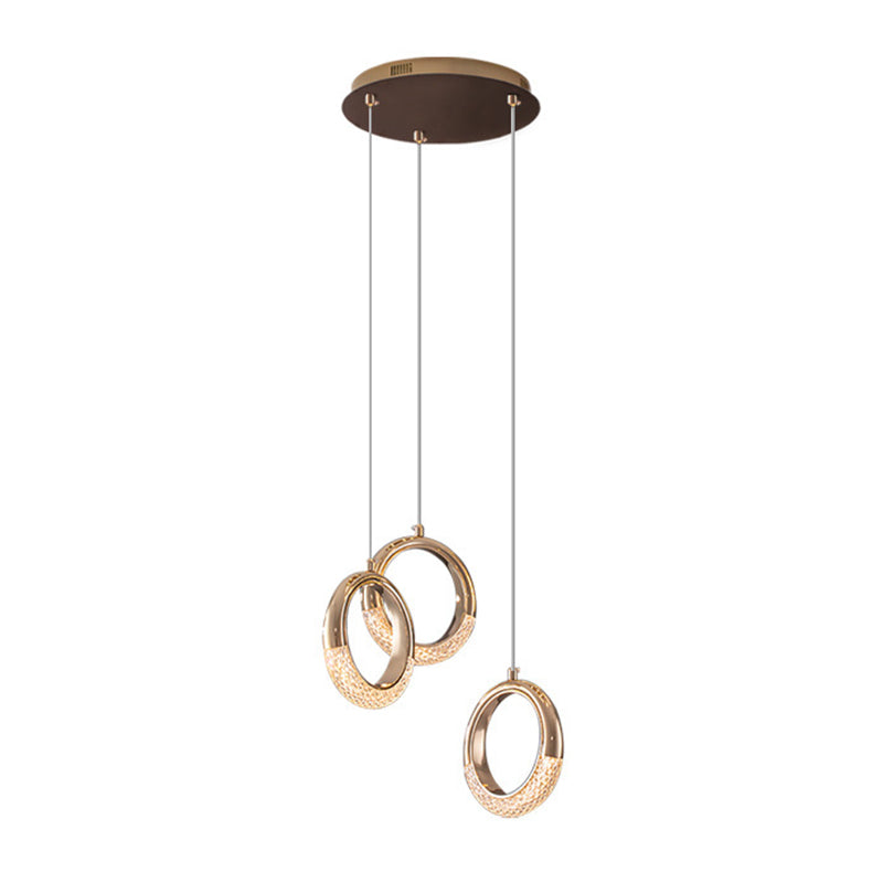 Gouden vergulde ring hanger minimalistisch LED -acryl suspensielamp voor eetkamer
