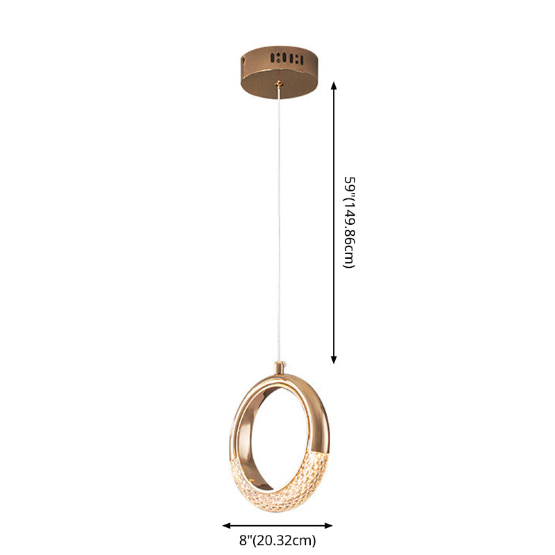Gouden vergulde ring hanger minimalistisch LED -acryl suspensielamp voor eetkamer