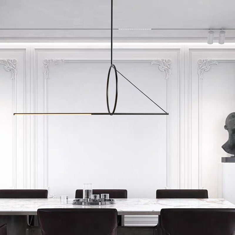 Linear Pendant Chandelier Modern Minimalist Style Metal Hanging Light