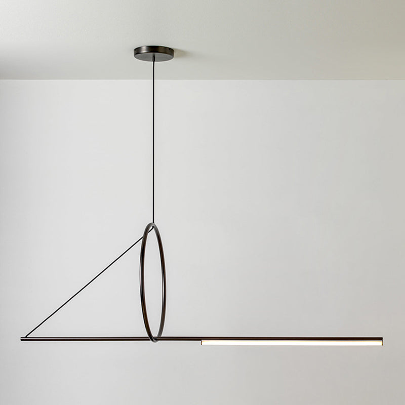 Linear Pendant Chandelier Modern Minimalist Style Metal Hanging Light