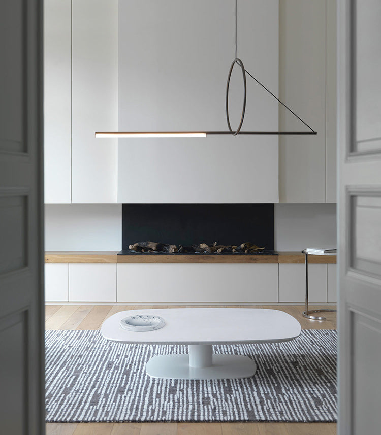 Linear Pendant Chandelier Modern Minimalist Style Metal Hanging Light