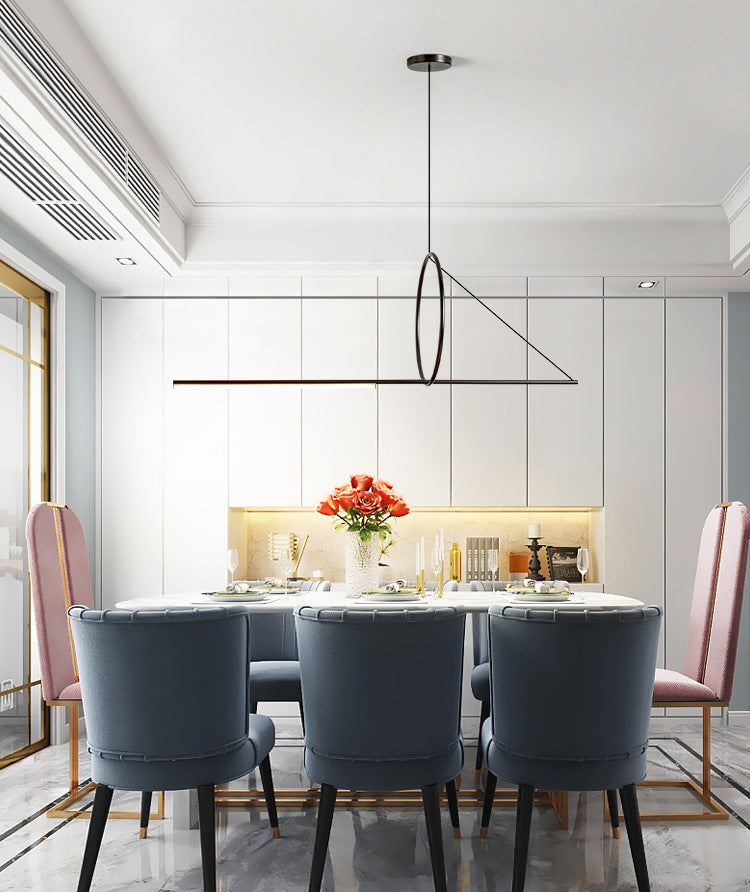 Linear Pendant Chandelier Modern Minimalist Style Metal Hanging Light