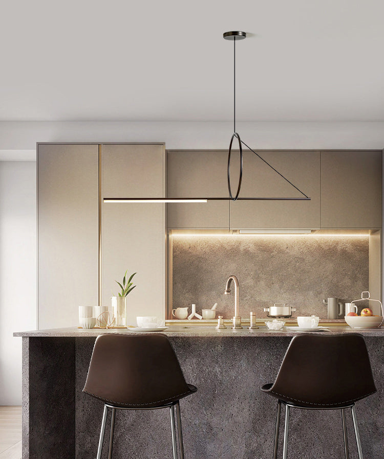 Linear Pendant Chandelier Modern Minimalist Style Metal Hanging Light