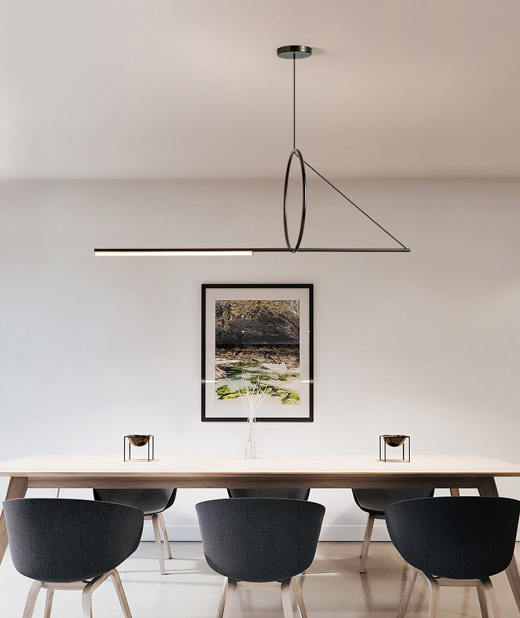 Linear Pendant Chandelier Modern Minimalist Style Metal Hanging Light
