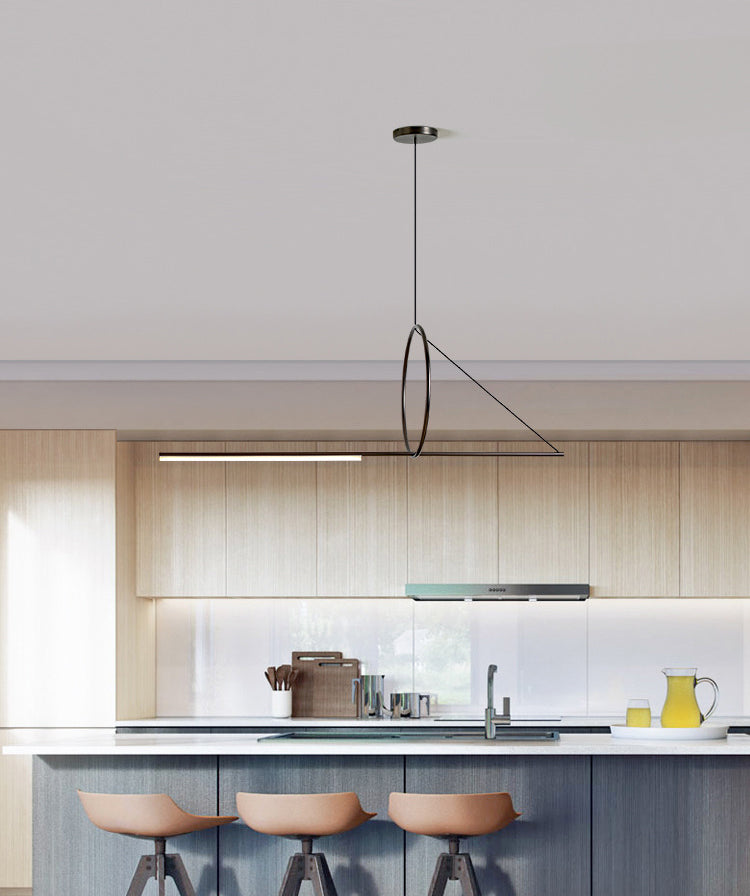 Linear Pendant Chandelier Modern Minimalist Style Metal Hanging Light