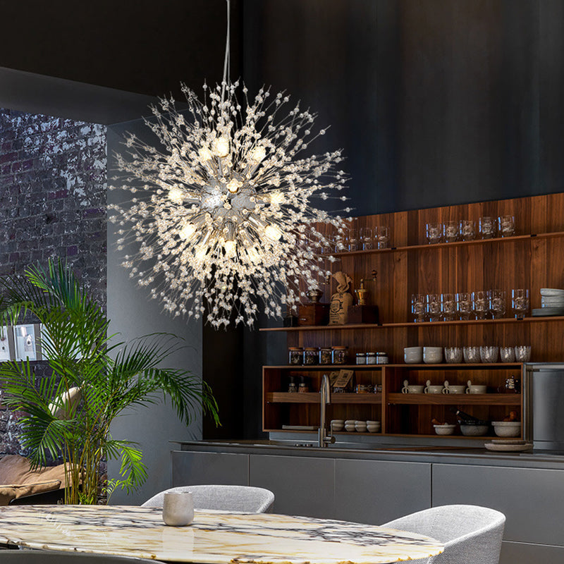 Crystal Dandelion lampadario in stile moderno Multi lampadina lampada sospesa per camera da pranzo camera da letto