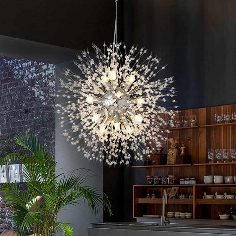 Crystal Dandelion lampadario in stile moderno Multi lampadina lampada sospesa per camera da pranzo camera da letto