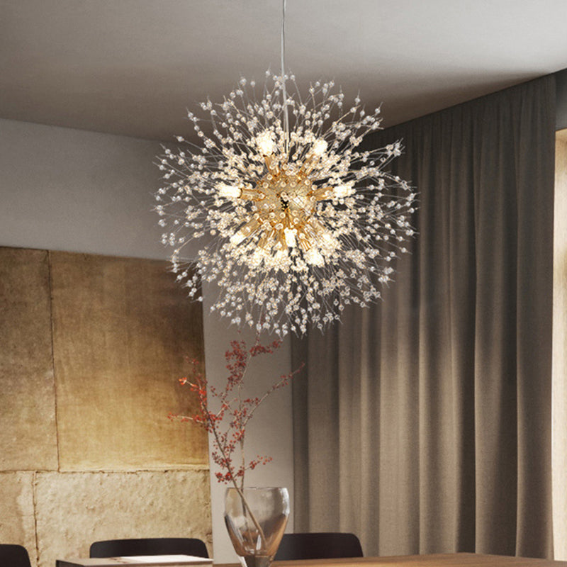 Crystal Dandelion lampadario in stile moderno Multi lampadina lampada sospesa per camera da pranzo camera da letto