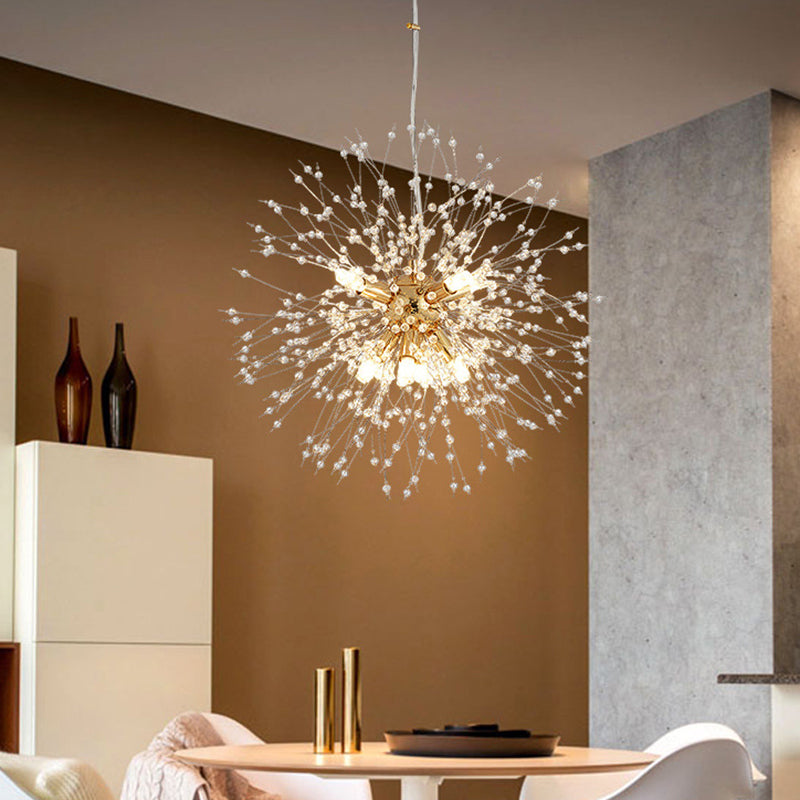 Crystal Dandelion lampadario in stile moderno Multi lampadina lampada sospesa per camera da pranzo camera da letto