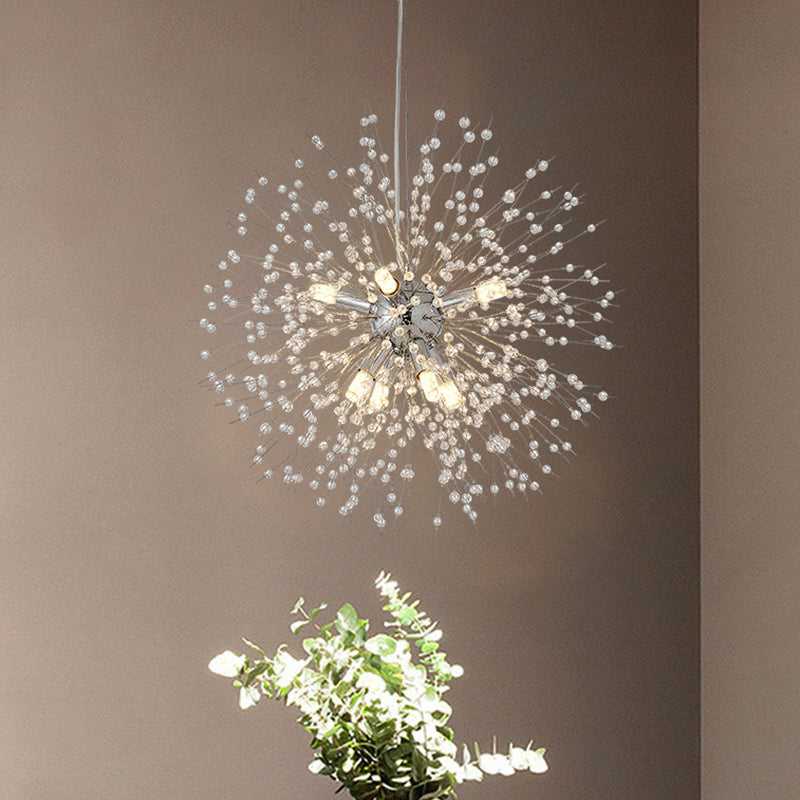 Crystal Dandelion lampadario in stile moderno Multi lampadina lampada sospesa per camera da pranzo camera da letto
