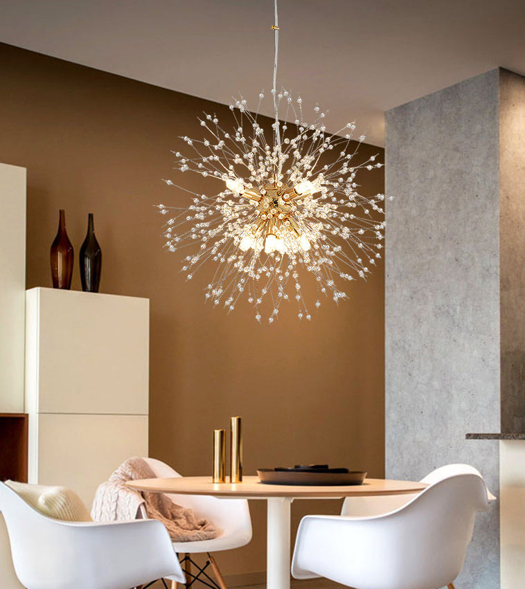 Crystal Dandelion lampadario in stile moderno Multi lampadina lampada sospesa per camera da pranzo camera da letto