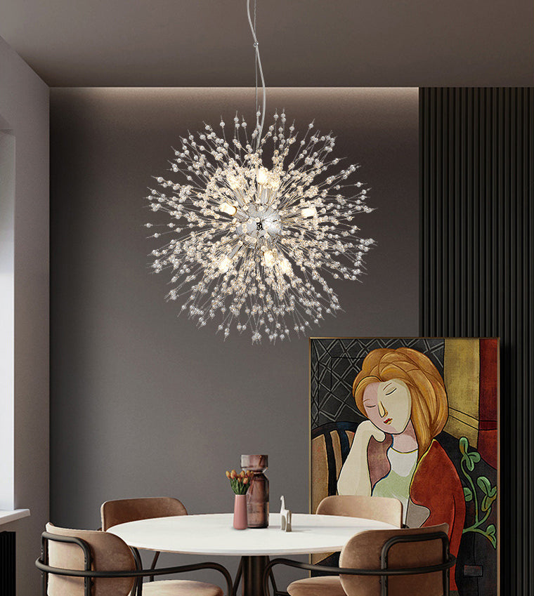 Crystal Dandelion lampadario in stile moderno Multi lampadina lampada sospesa per camera da pranzo camera da letto