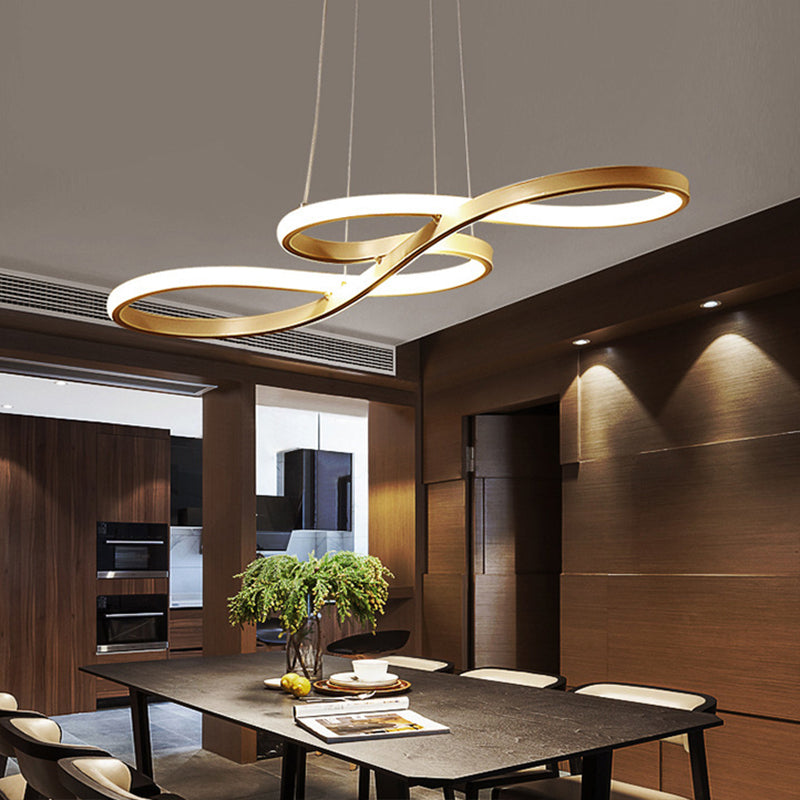 Contemporary Style Minimalist LED Line Light Lightweight Aluminum Hanging Light Fixture for Living Room