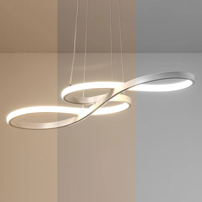 Contemporary Style Minimalist LED Line Light Lightweight Aluminum Hanging Light Fixture for Living Room