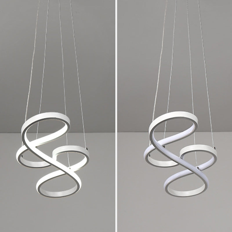 Contemporary Style Minimalist LED Line Light Lightweight Aluminum Hanging Light Fixture for Living Room